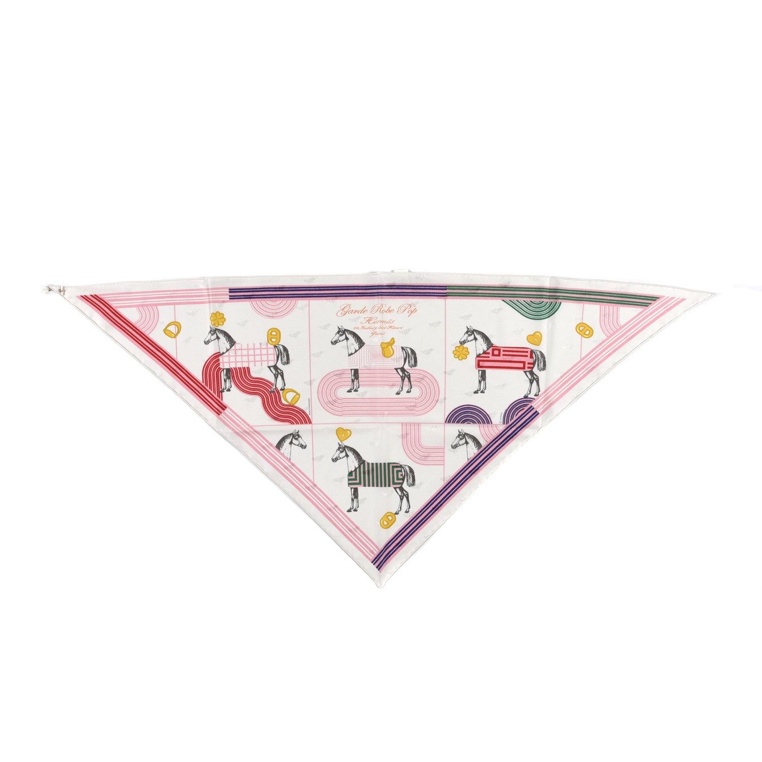 Hermes Silk Garde Robe Pop Charm Triangle Scarf 70 Multicolor White 1 of 5