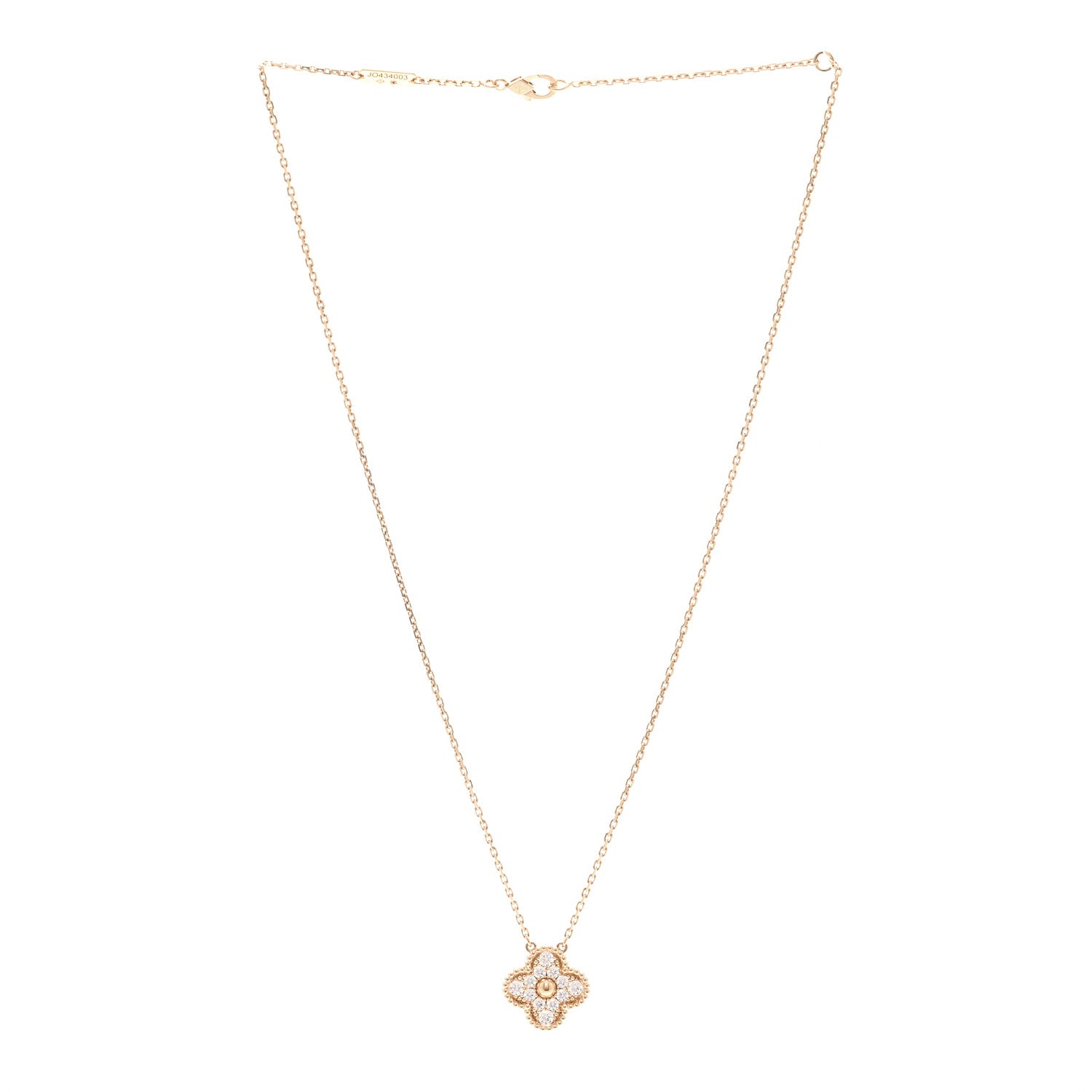 Van Cleef & Arpels 18K Rose Gold Diamond Vintage Alhambra Pendant Necklace 3 of 6