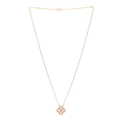 Van Cleef & Arpels 18K Rose Gold Diamond Vintage Alhambra Pendant Necklace 3 of 6
