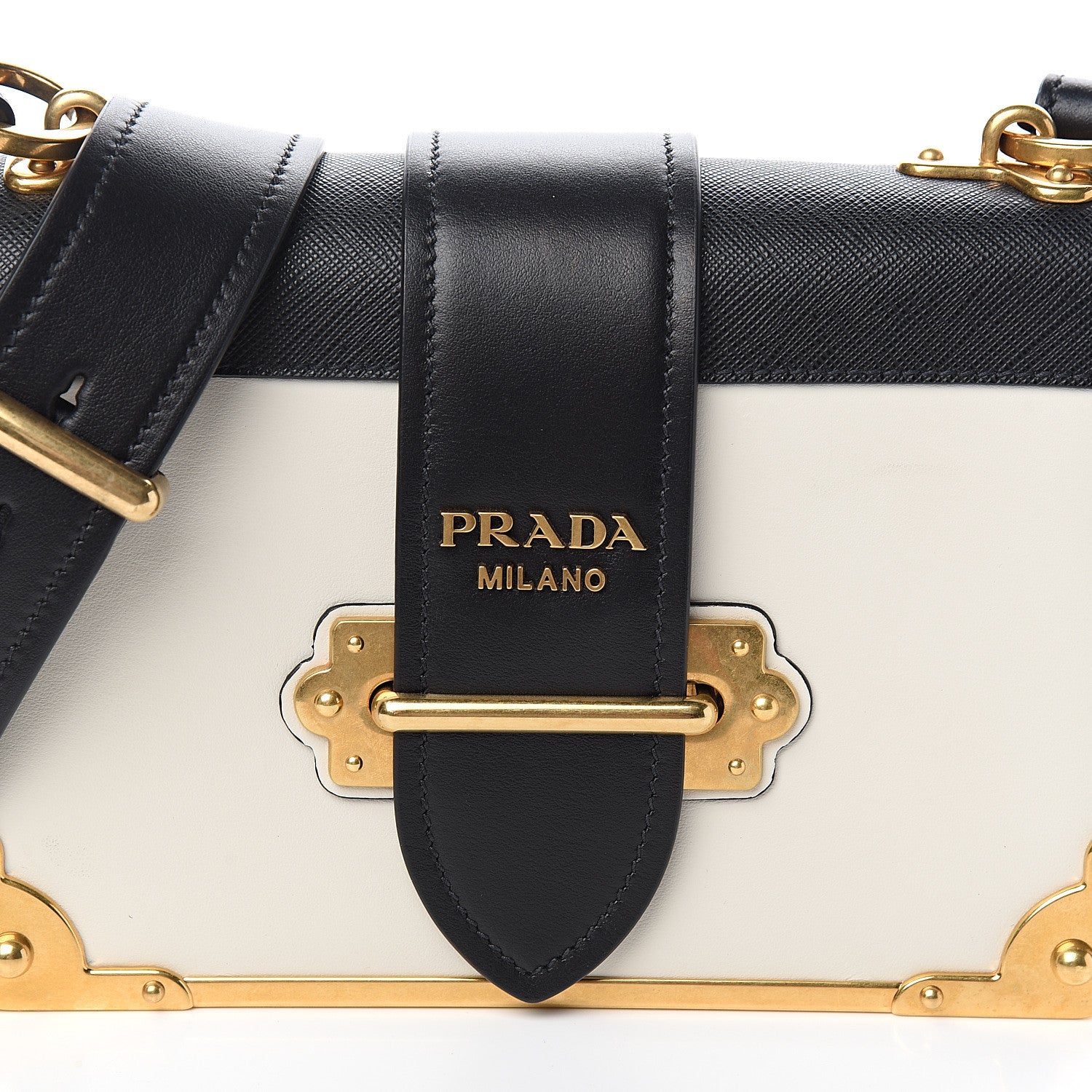 Prada City Calf Saffiano Cahier Bag Talco Black 8 of 8