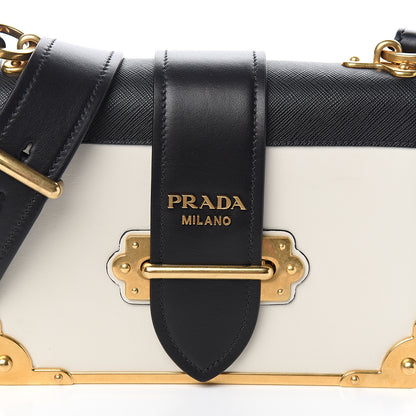 Prada City Calf Saffiano Cahier Bag Talco Black 8 of 8