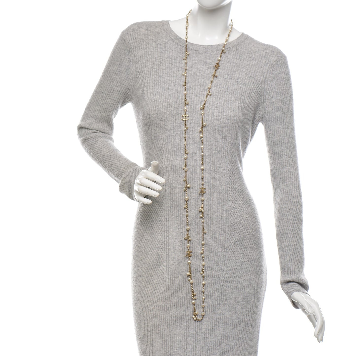 Pearl CC Long Necklace Gold