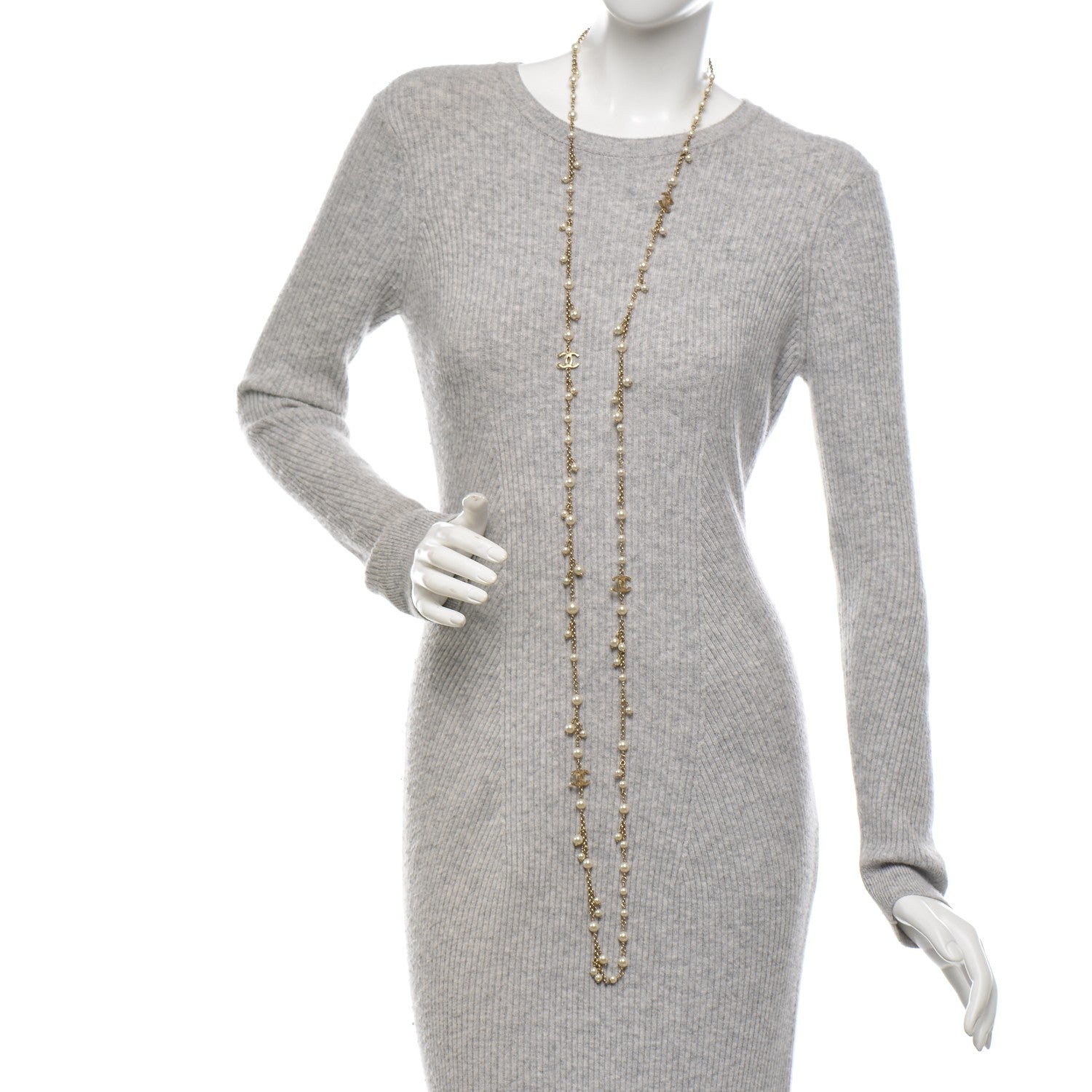 Chanel Pearl CC Long Necklace Gold 2 of 5