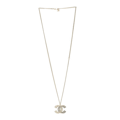 Chanel Metal Crystal Baguette CC Pendant Necklace Silver 3 of 5