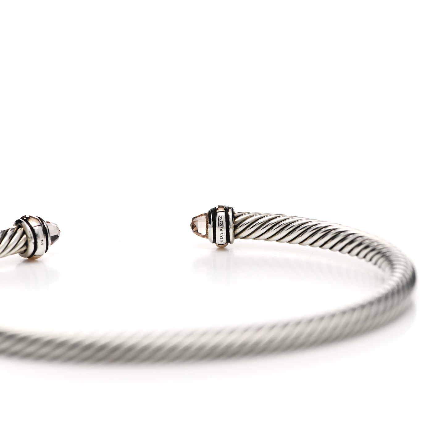 Sterling Silver 18K Rose Gold Morganite 4mm Cable Classics Bracelet