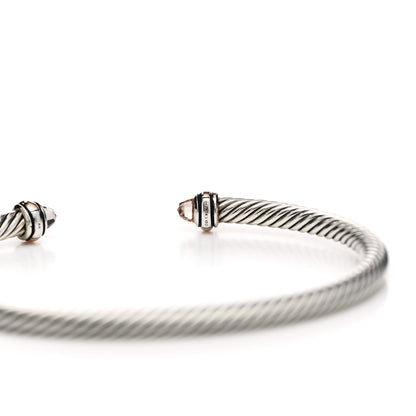 David Yurman Sterling Silver 18K Rose Gold Morganite 4mm Cable Classics Bracelet 3 of 4