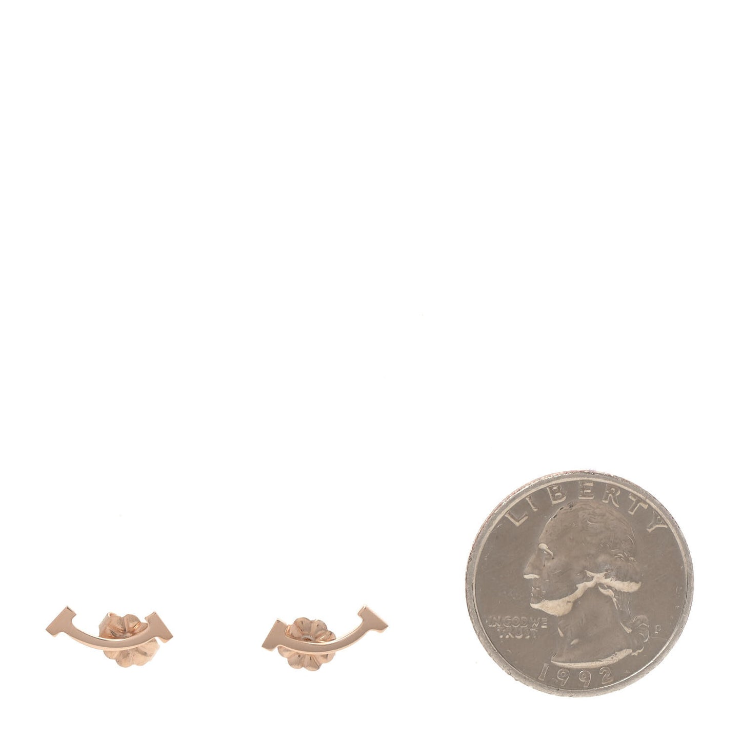 18K Rose Gold T Smile Stud Earrings