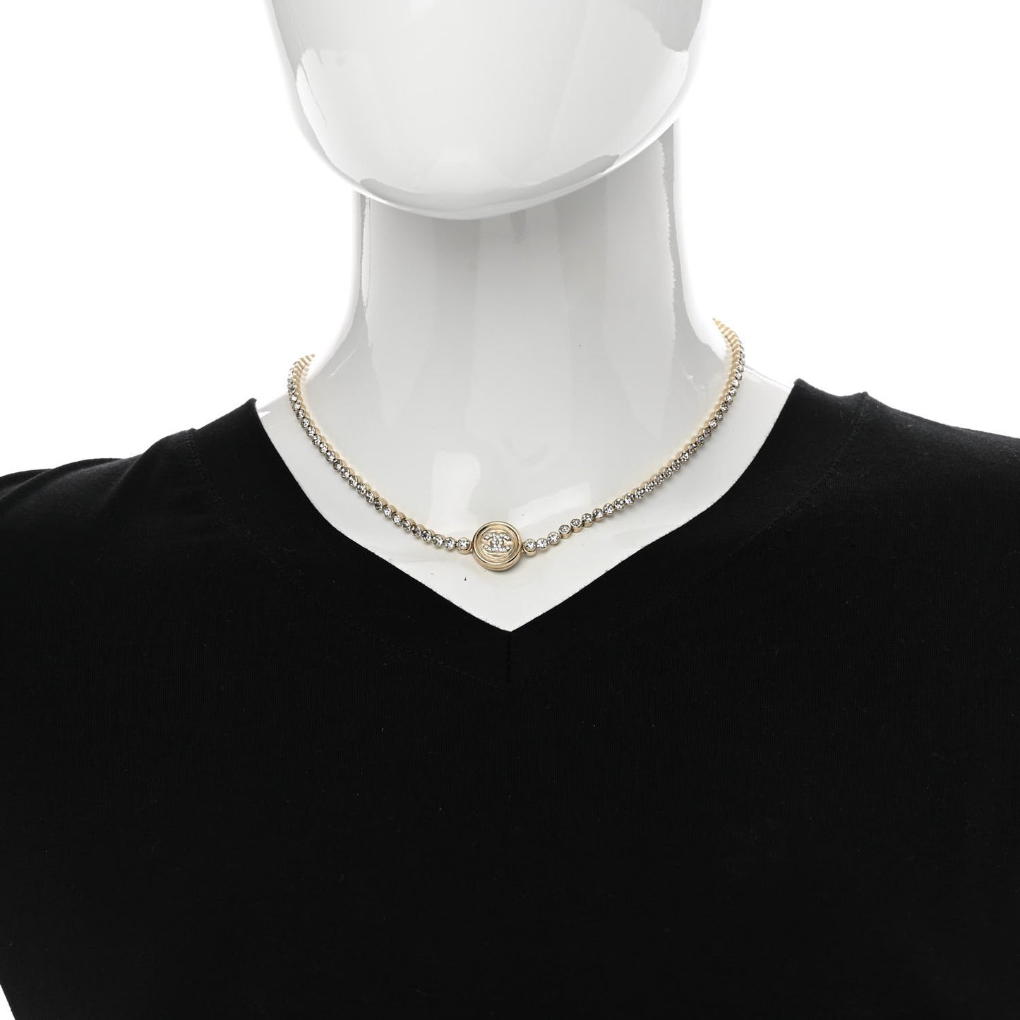 Crystal CC Chain Short Necklace Gold
