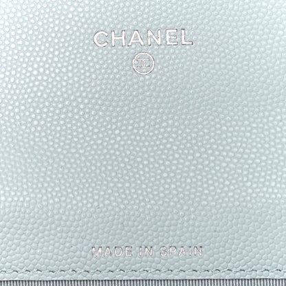 Chanel Caviar Quilted Flap Card Holder Wallet Light Blue 5 of 9
