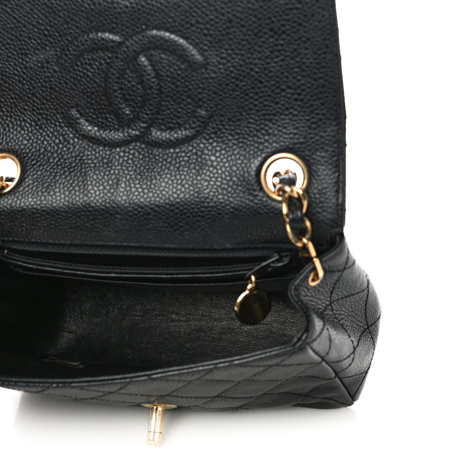 Caviar Quilted Mini Square Flap Black
