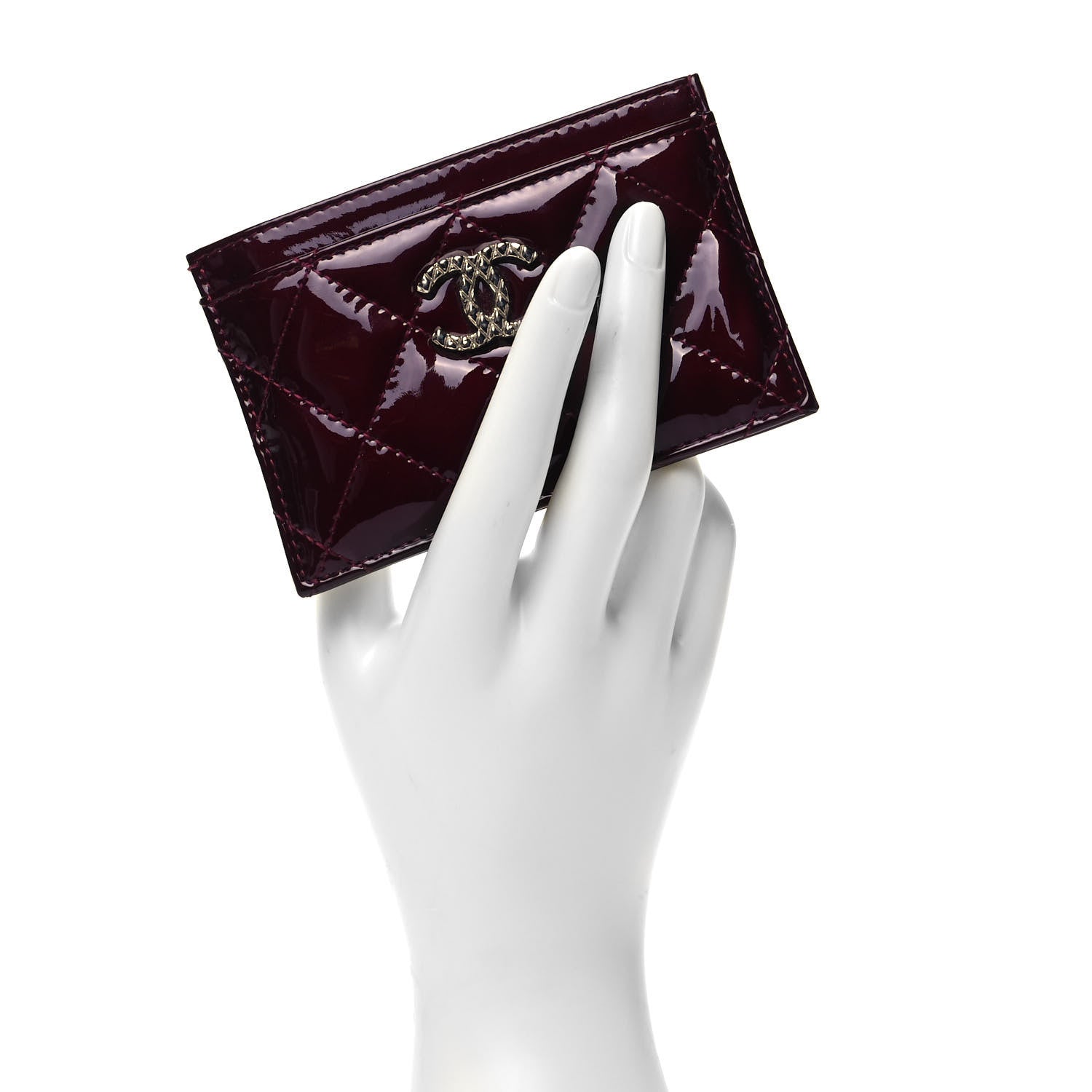 Chanel Patent Quilted Brilliant Card Holder Light Burgundy 2 of 8