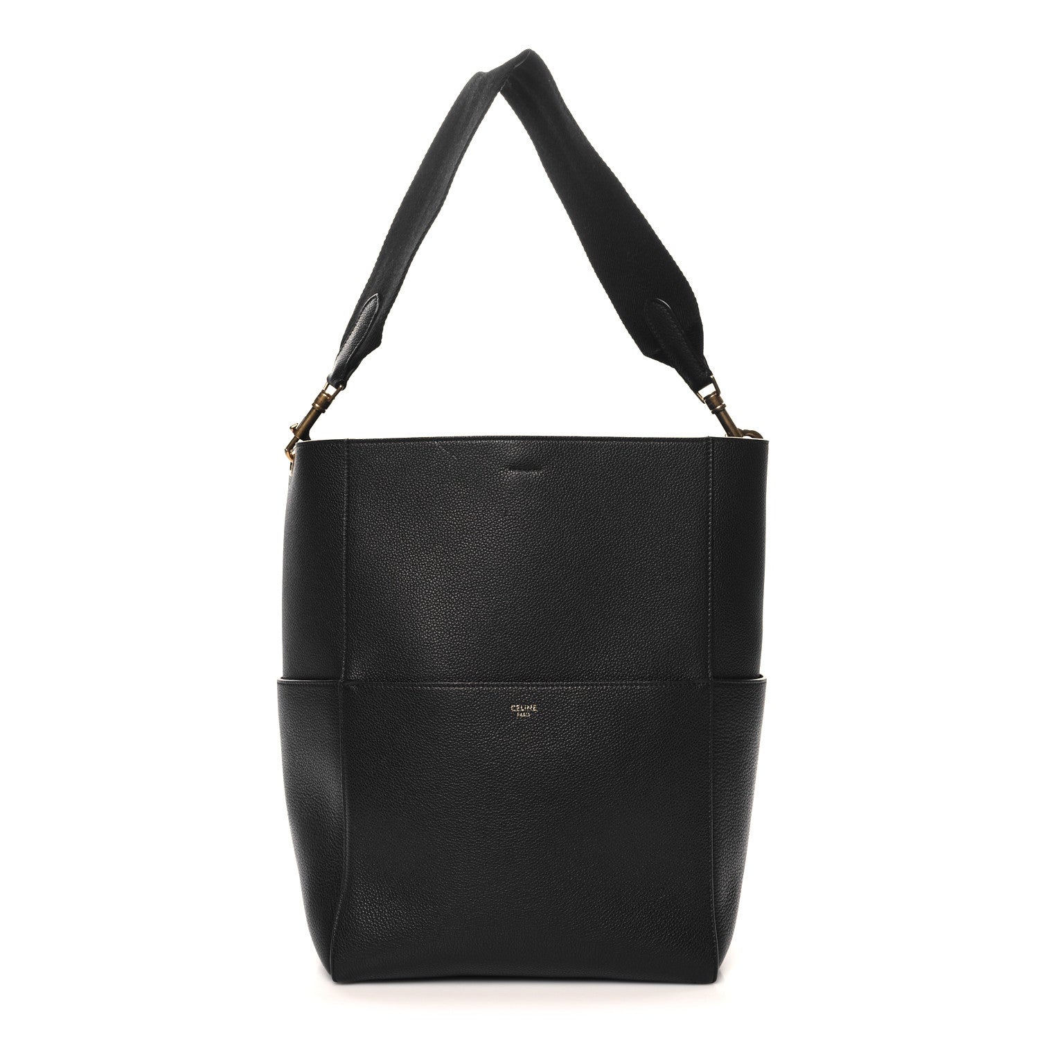 Celine Soft Grained Calfskin Sangle Bucket Bag Black 1 of 11