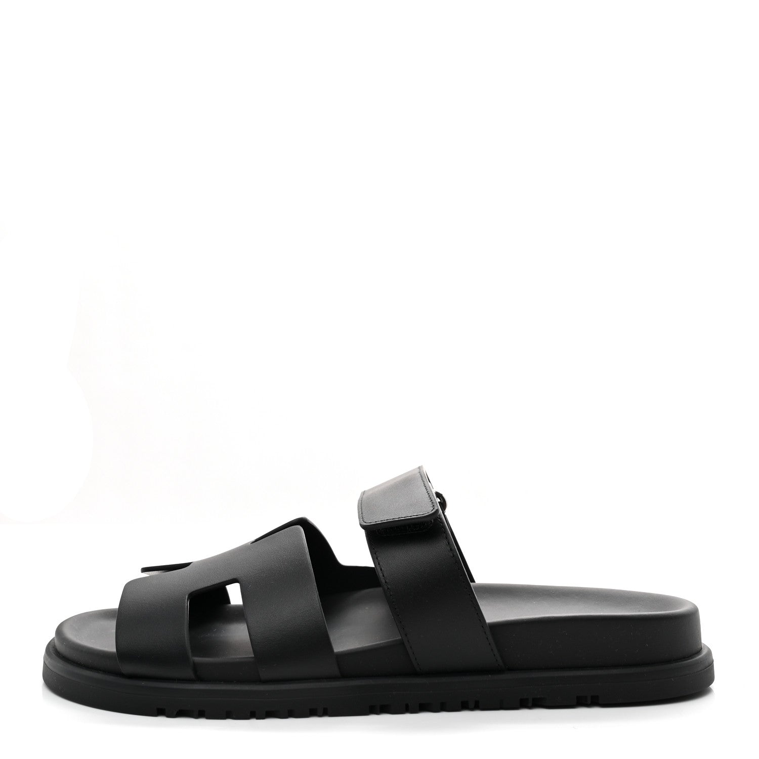 Hermes Calfskin Womens Chypre Sandals 38 Black 1 of 10