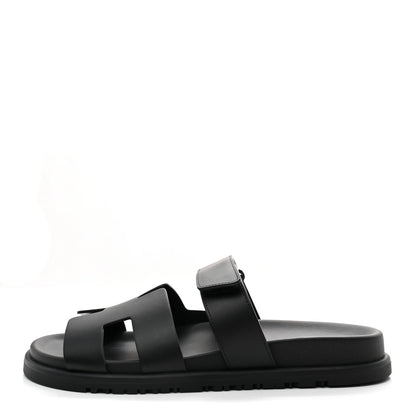 Hermes Calfskin Womens Chypre Sandals 38 Black 1 of 10
