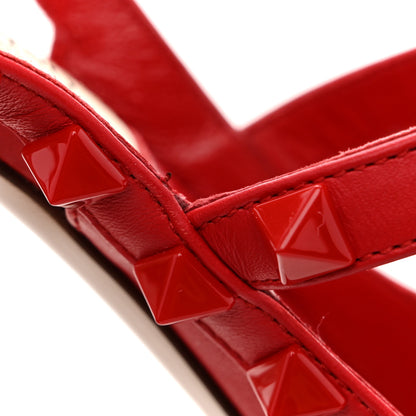 Valentino Garavani Calfskin Lacquered Monochrome Rockstud Ankle Strap 100mm Pumps 36.5 Rosso Valentino 12 of 12