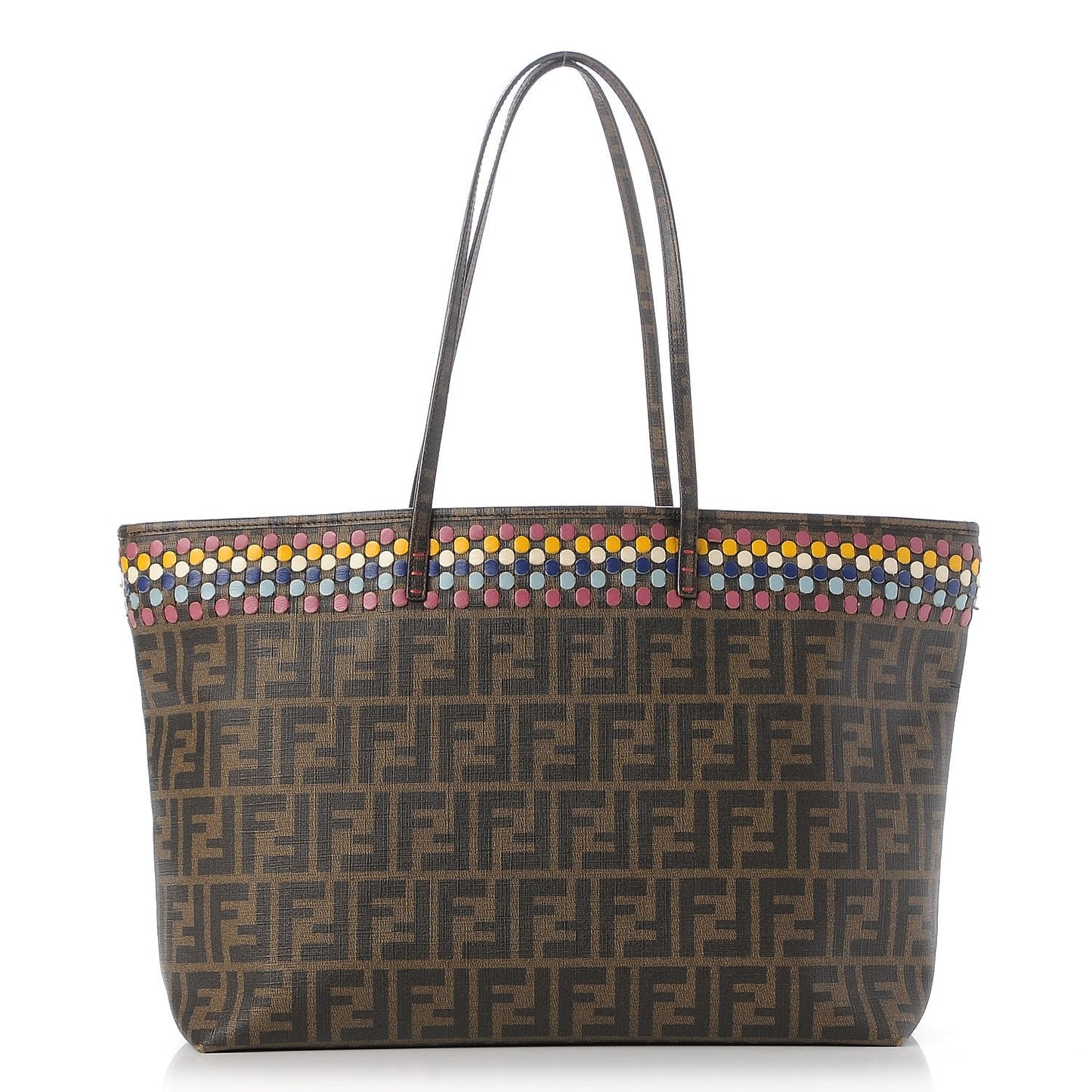 Zucca Spalmati Embroidered Large Roll Tote Tobacco Multicolor