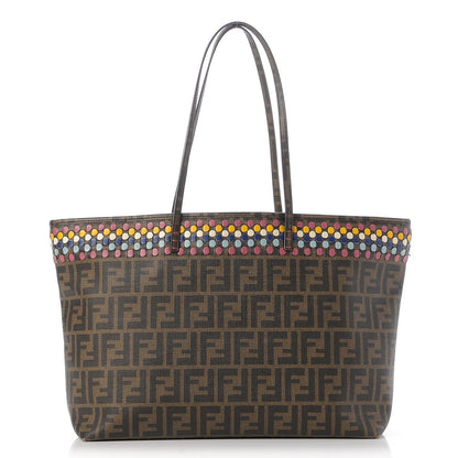 Fendi Zucca Spalmati Embroidered Large Roll Tote Tobacco Multicolor 1 of 9