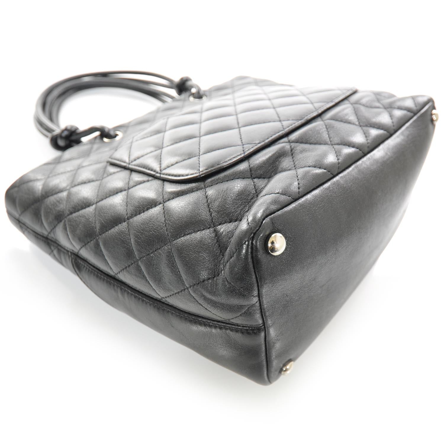 Chanel Calfskin Quilted Medium Cambon Tote Black White 5 of 12