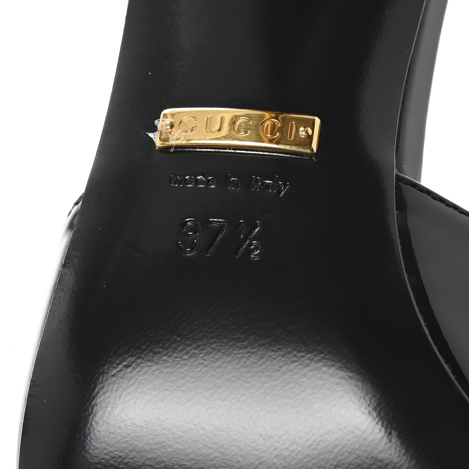 Gucci Vitello Vernice Soft Nappa Priscilla Ankle Cuff Pumps 37.5 Black 7 of 10