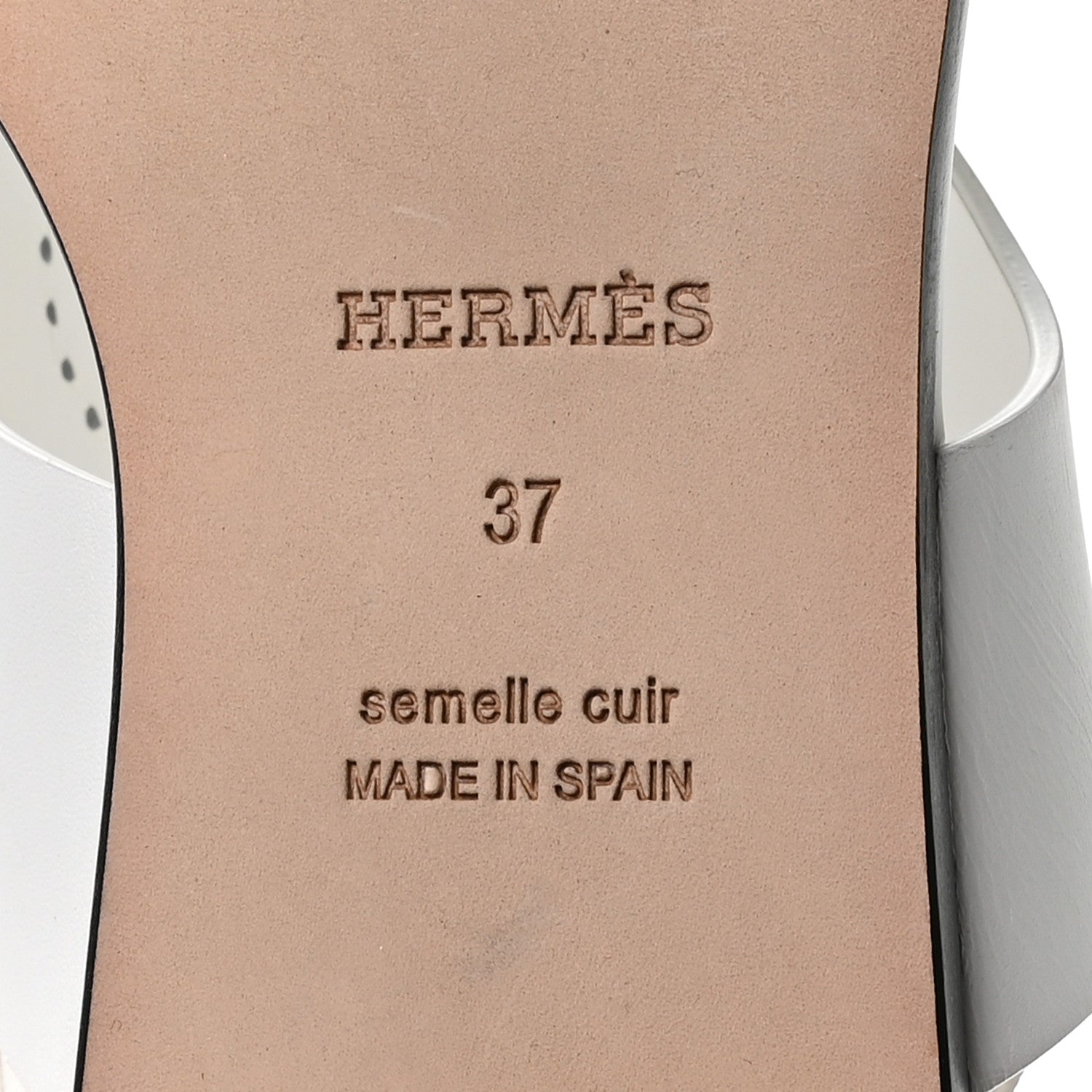 Hermes Calfskin Kola Sandals 37 White 7 of 8