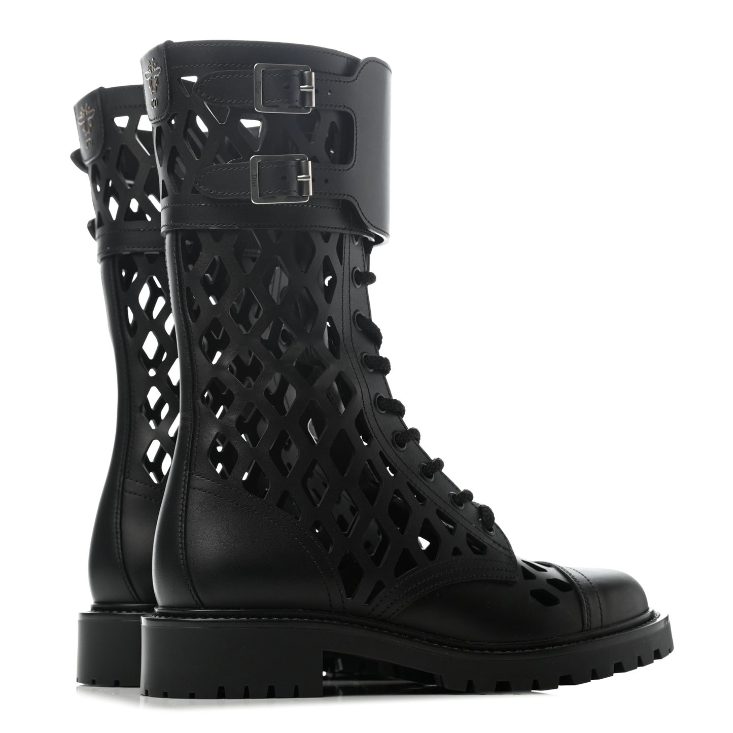 Matte Calfskin Womens D-Trap 30mm Tall Boots 35 Black