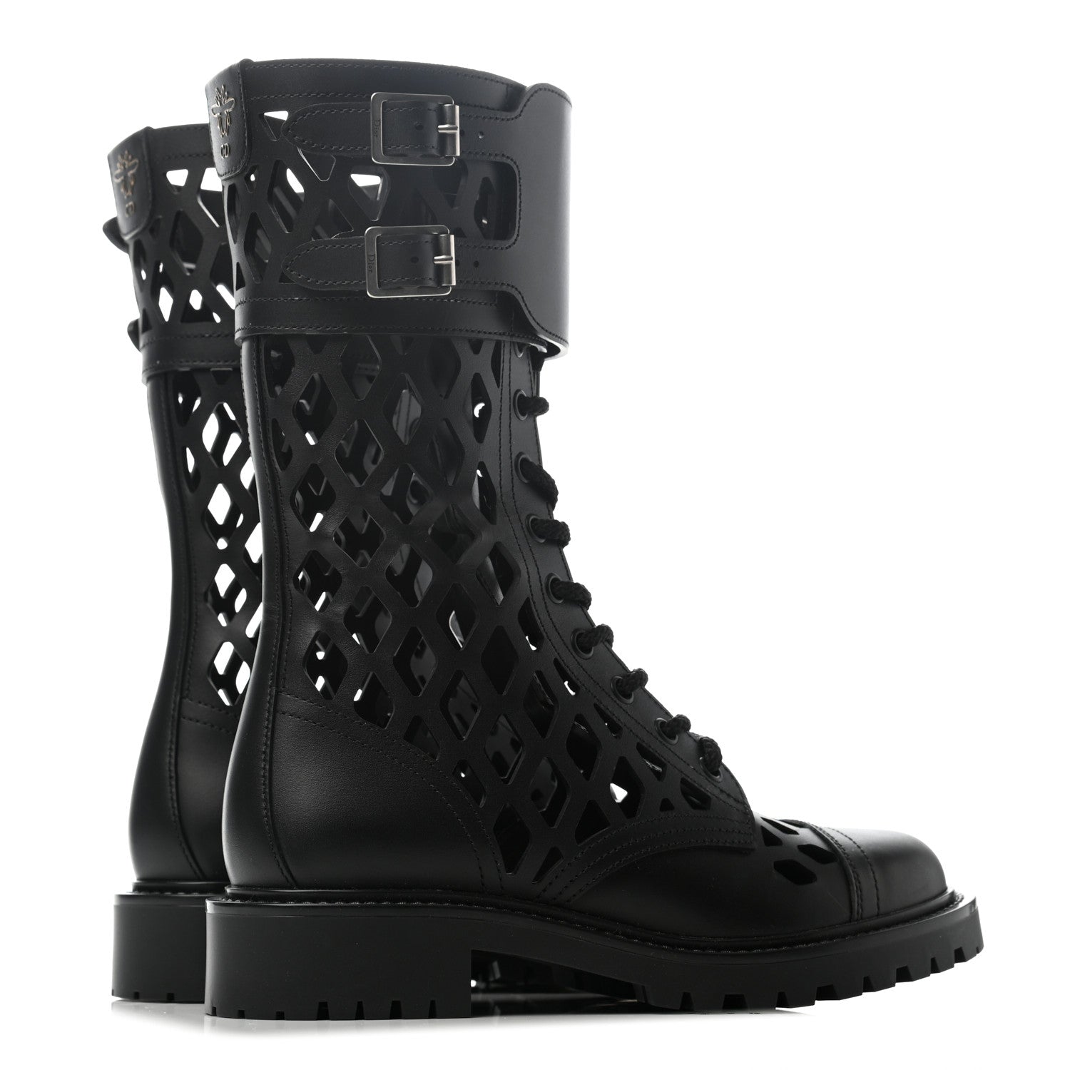 Christian Dior Matte Calfskin Womens D-Trap 30mm Tall Boots 35 Black 3 of 6