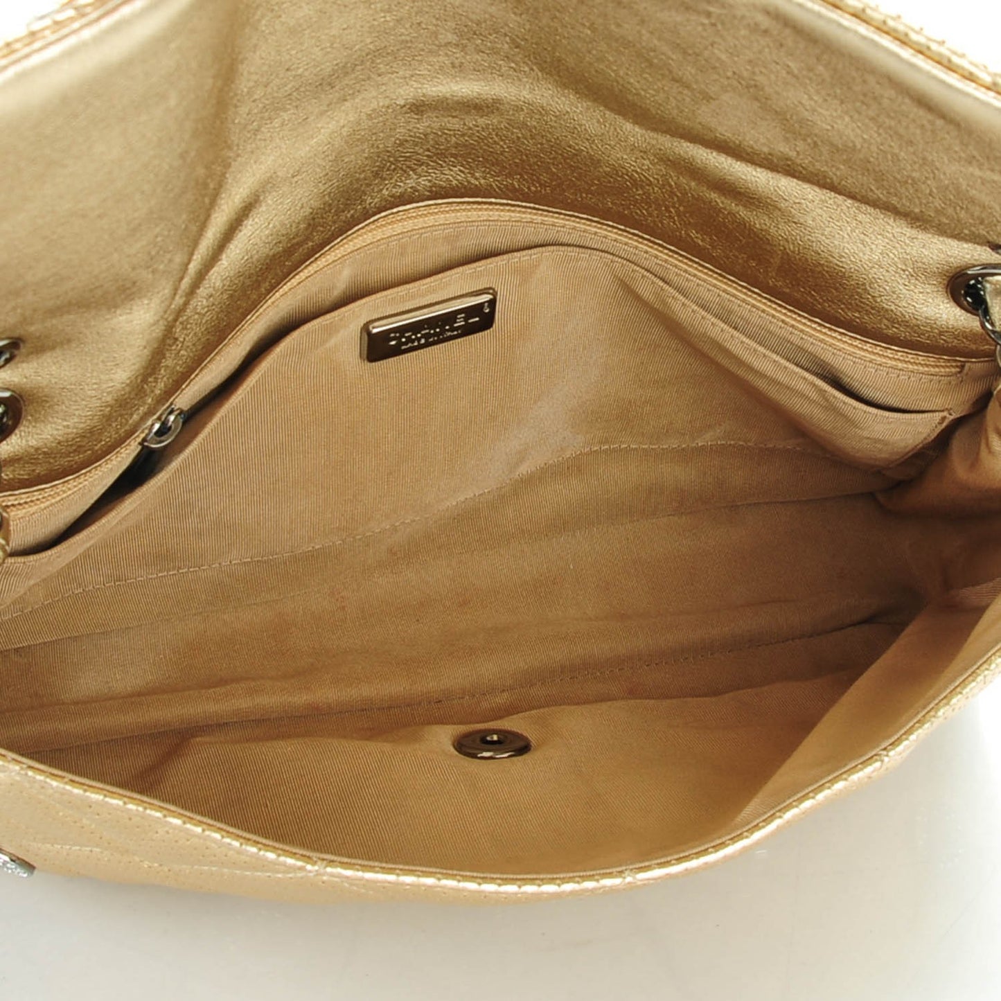 Perforated Metallic Lambskin Jumbo CC Medals Flap Gold