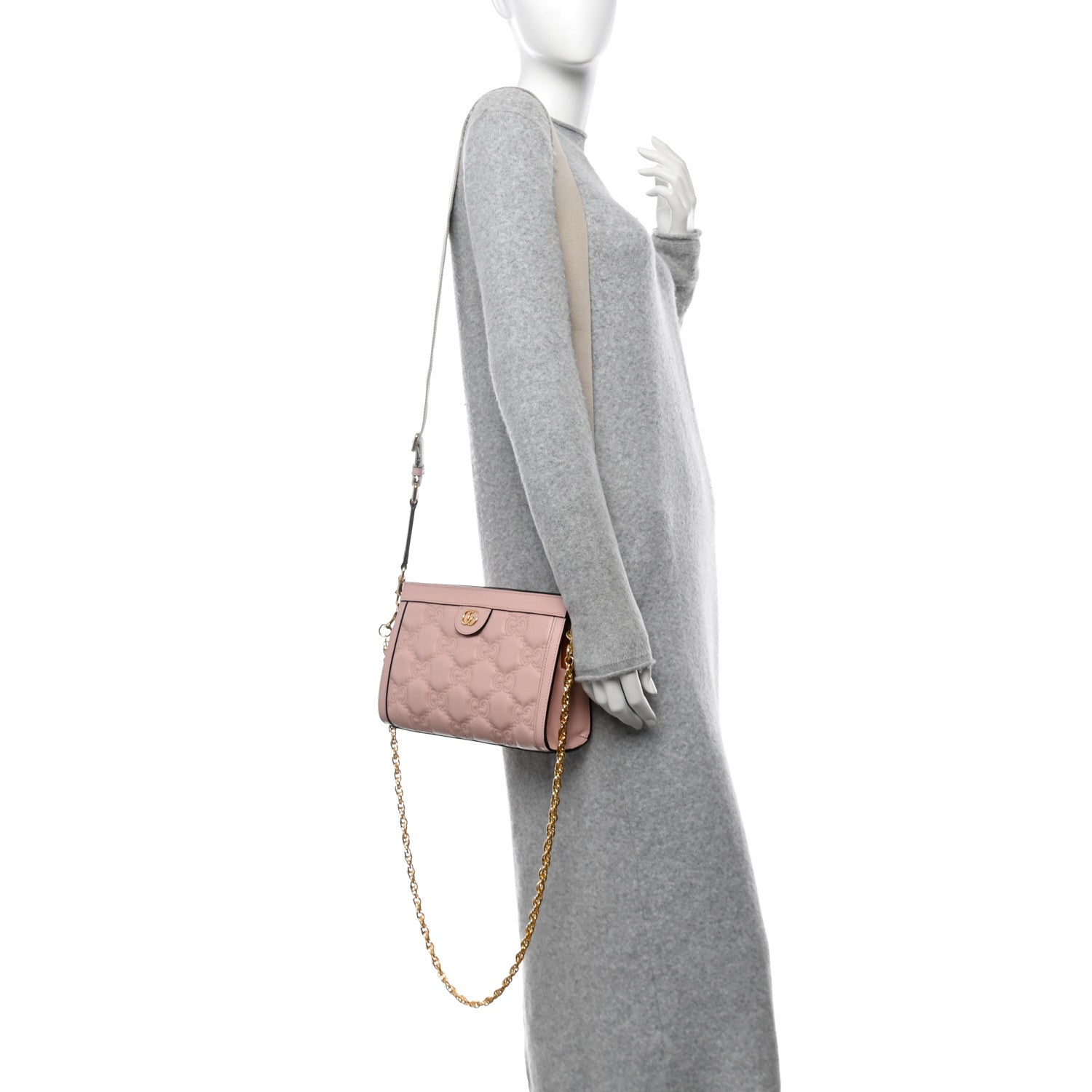 Gucci Calfskin GG Matelasse Small Slim Chain Shoulder Bag Perfect Pink Natural 2 of 11