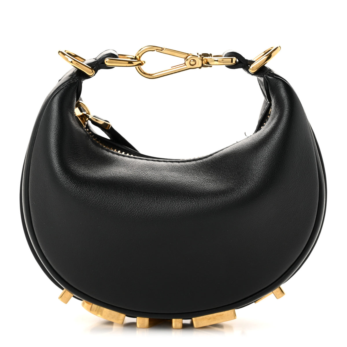 Fendi Vitello Grace Matte Nano Fendigraphy Hobo Charm Black 1 of 11