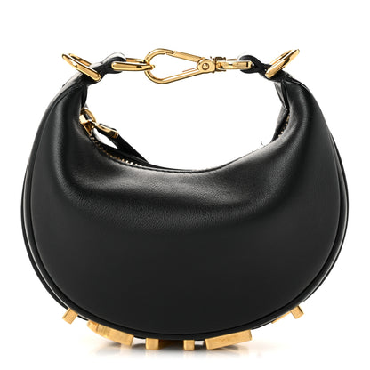 Fendi Vitello Grace Matte Nano Fendigraphy Hobo Charm Black 1 of 11