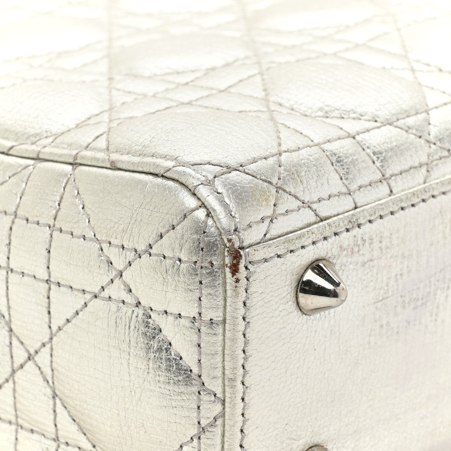 Christian Dior Metallic Grained Calfskin Cannage Small Lucky Badges My Lady Dior Silver 14 of 21