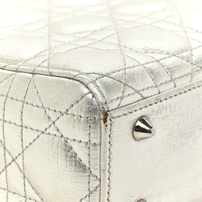 Christian Dior Metallic Grained Calfskin Cannage Small Lucky Badges My Lady Dior Silver 14 of 21