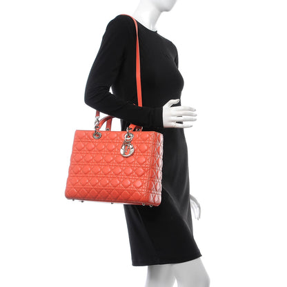 Christian Dior Lambskin Cannage Large Lady Dior Coral 2 of 8