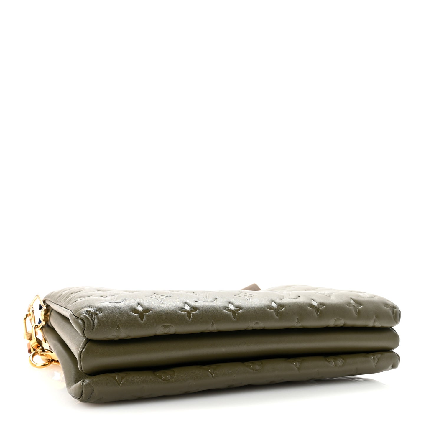 Lambskin Embossed Monogram Coussin MM Khaki
