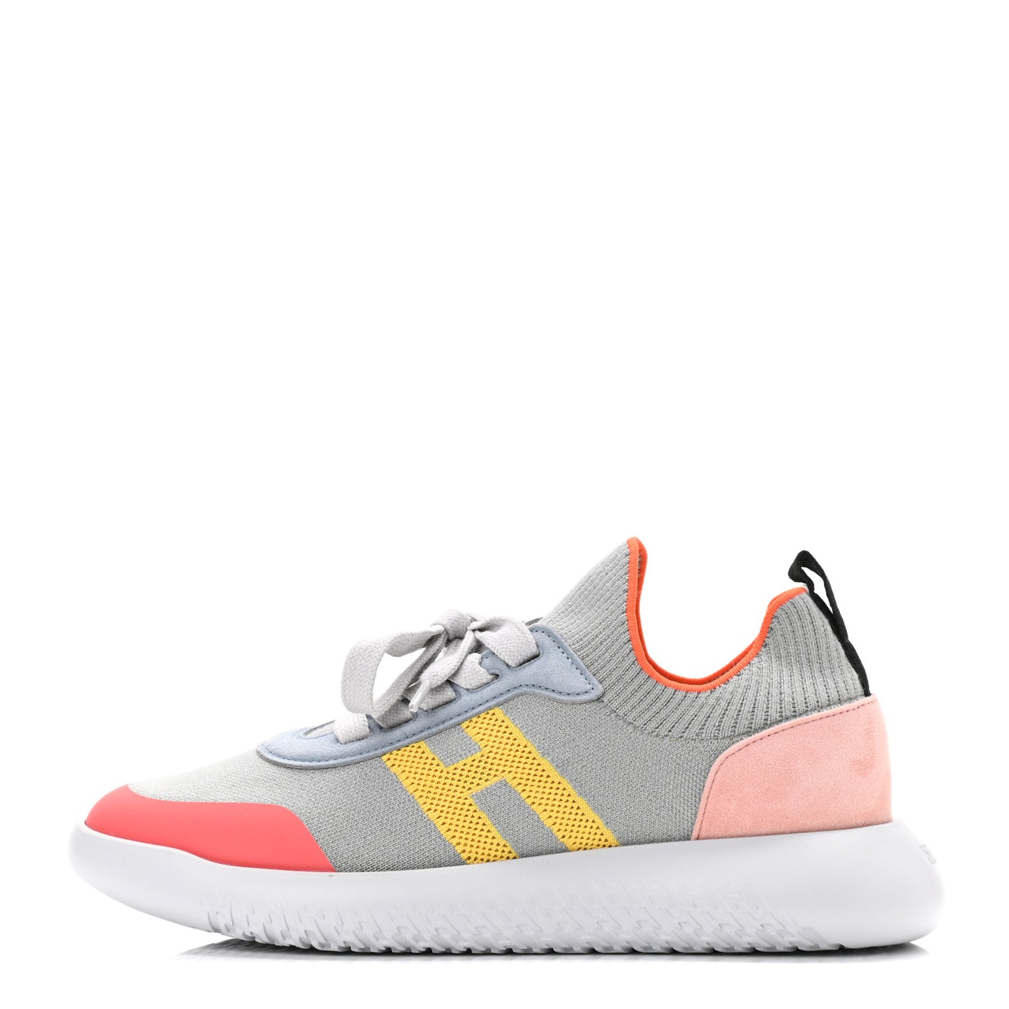 Knit Suede Goatskin Womens Crew Sneakers 37 Multicolor Gris Orange