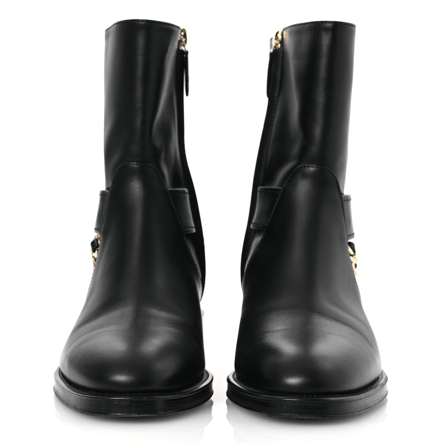 Chanel Calfskin Chain Short Boots 37.5 Black 3 of 13