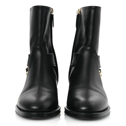 Chanel Calfskin Chain Short Boots 37.5 Black 3 of 13