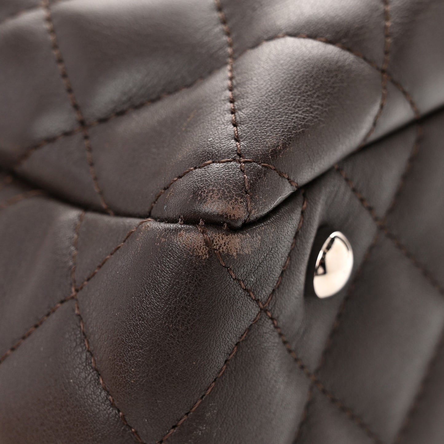 Calfskin Quilted Cambon Large Bowler Brown Beige
