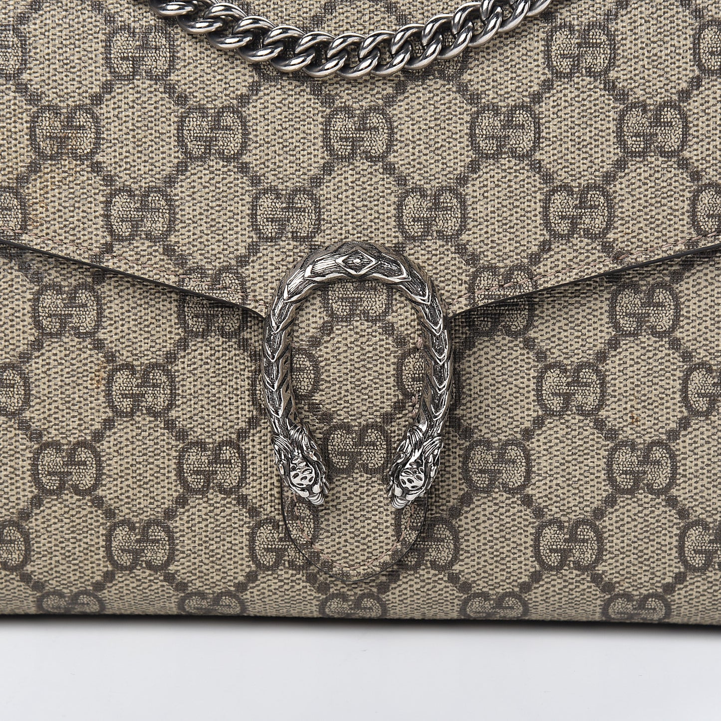 GG Supreme Monogram Mini Dionysus Chain Wallet Beige Taupe