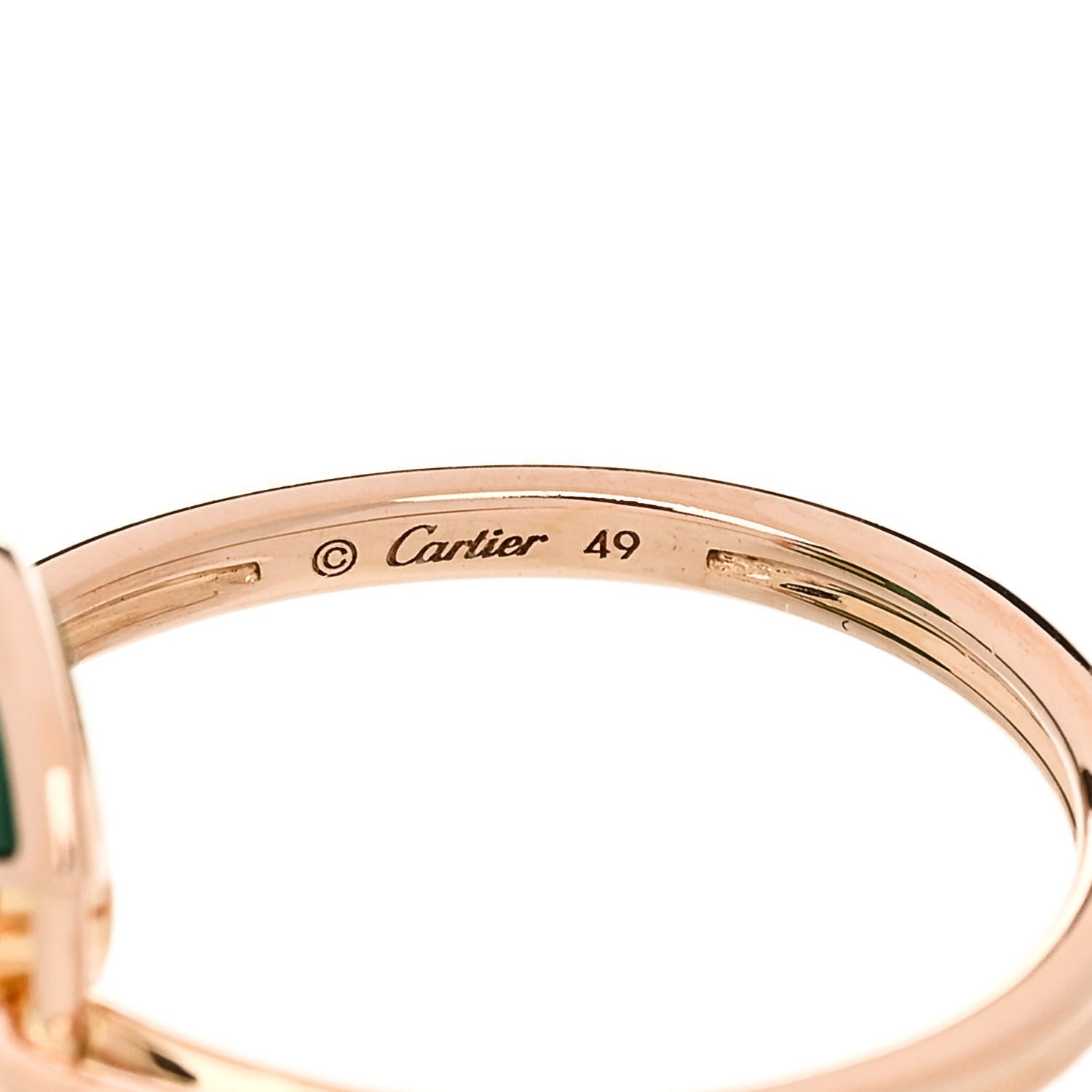 Cartier 18K Pink Gold Diamond Malachite XS Amulette de Cartier Ring 49 5 5 of 6