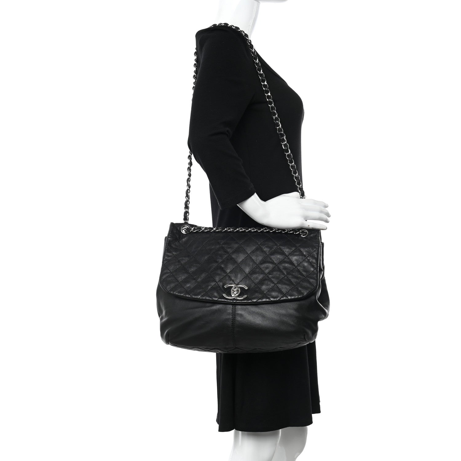 Chanel Calfskin Quilted Large Trianon Messenger Flap Black 2 of 13