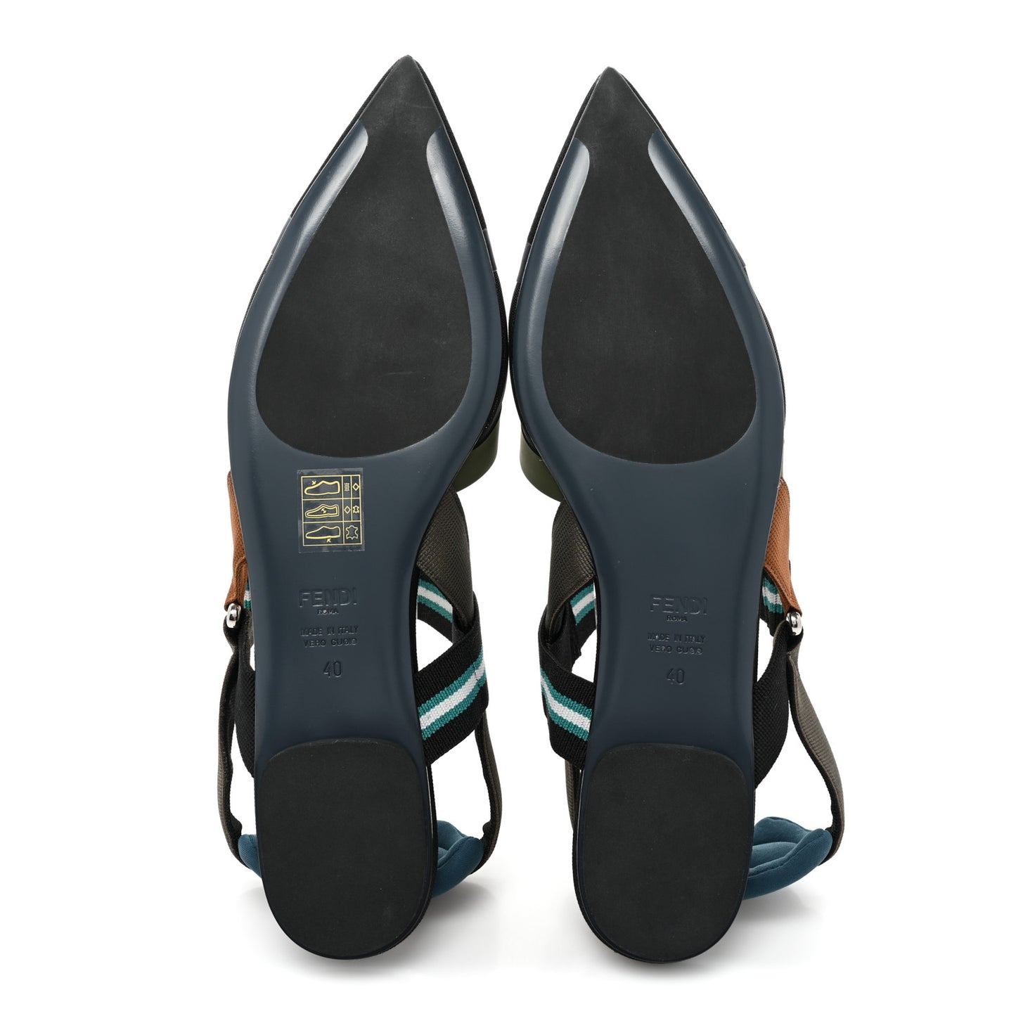 Technical Mesh Canvas Colibri Slingback Ballerina Flats 40 Black Verde Military