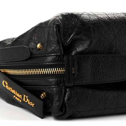 Christian Dior Crinkled Calfskin Macrocannage Small D-Journey Bag Black 9 of 10