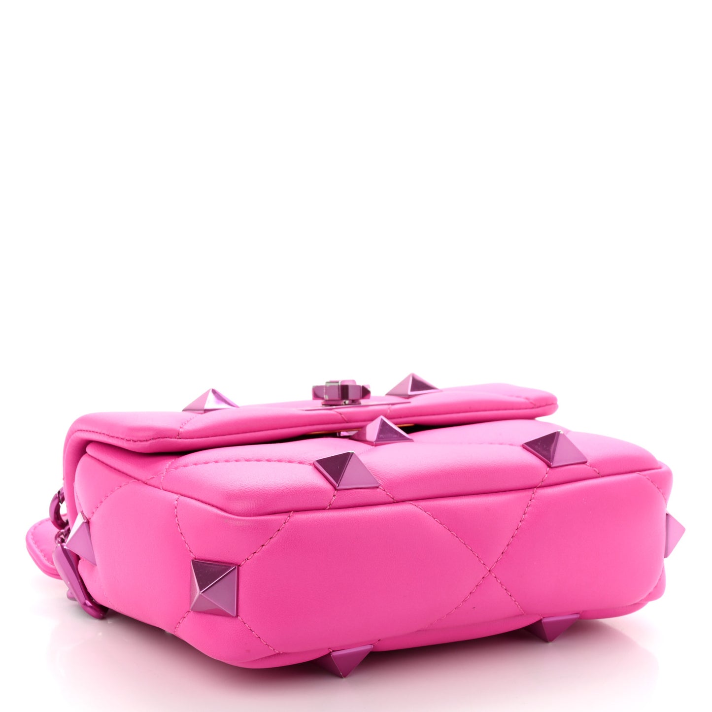 Nappa Lacquer Monochrome Small Roman Stud Shoulder Bag Pink PP
