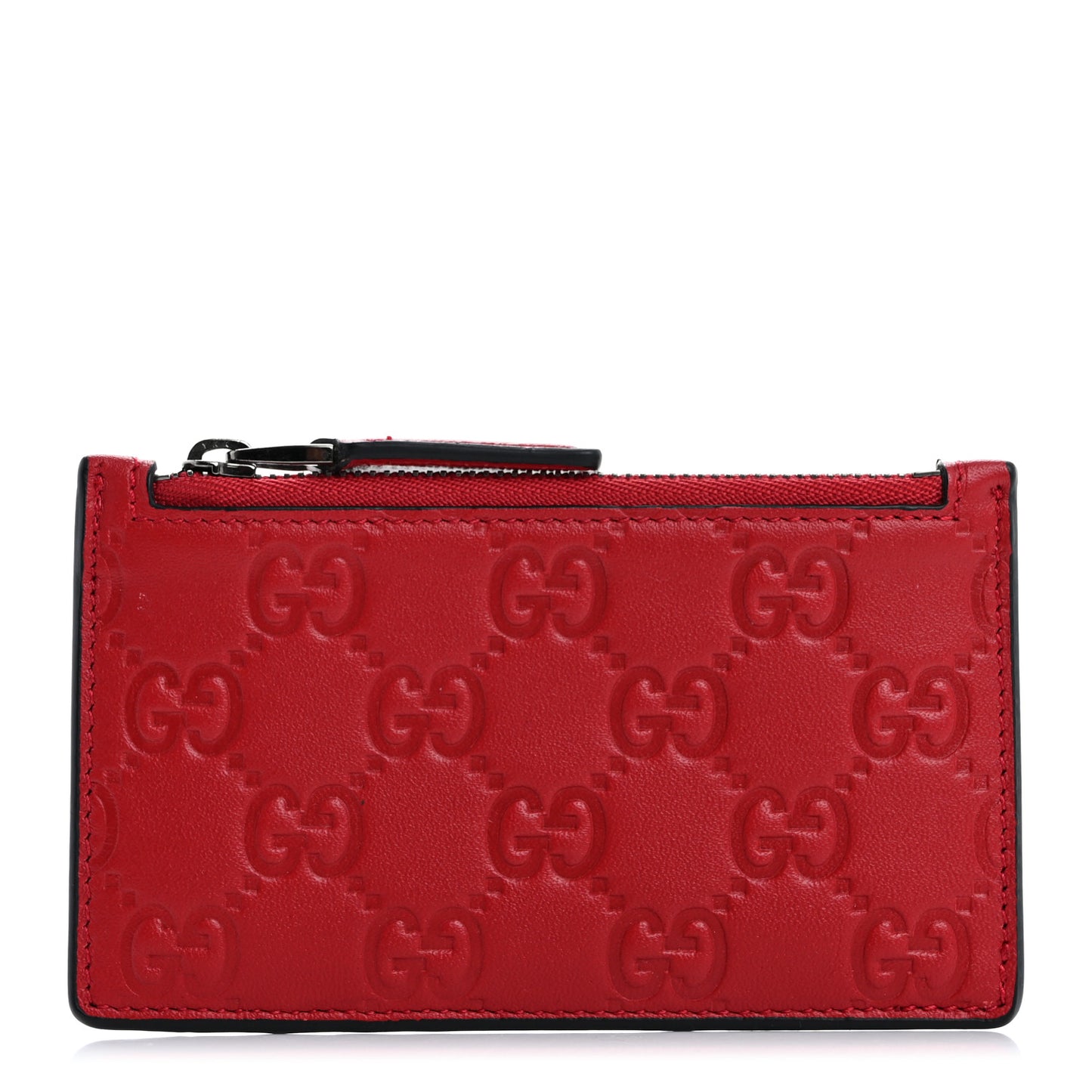 Guccissima Signature Coin Case Card Holder Hibiscus Red