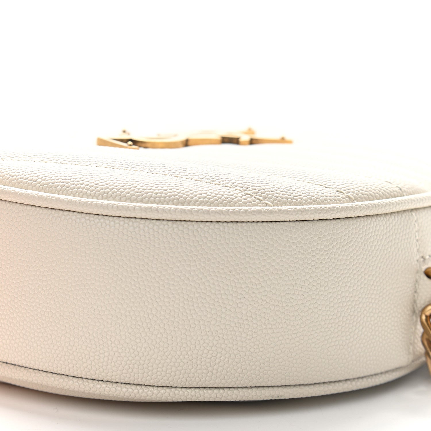 Saint Laurent Grain De Poudre Matelasse Chevron Quilted Round Vinyle Camera Bag Blanc Vintage 8 of 9