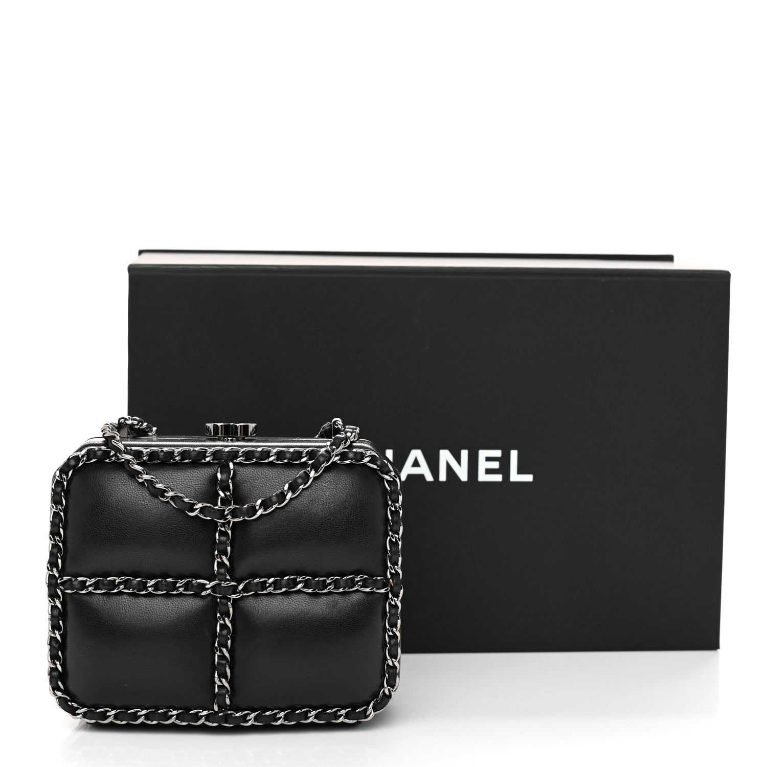 Chanel Lambskin Minaudiere Chain Clutch Black 11 of 11