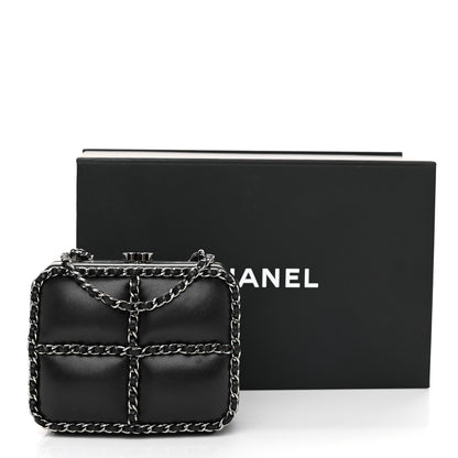 Chanel Lambskin Minaudiere Chain Clutch Black 11 of 11