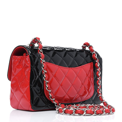 Chanel Patent Calfskin Quilted Bi-Color Mini Rectangular Flap Red Black 3 of 11