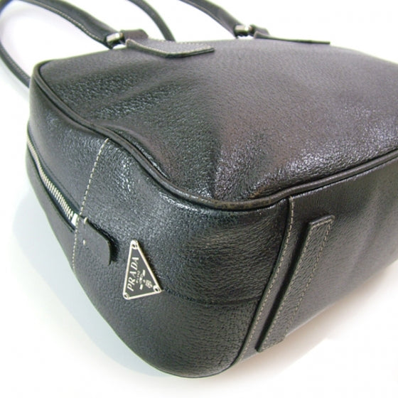 Prada Leather Bowler Tote Black 6 of 12